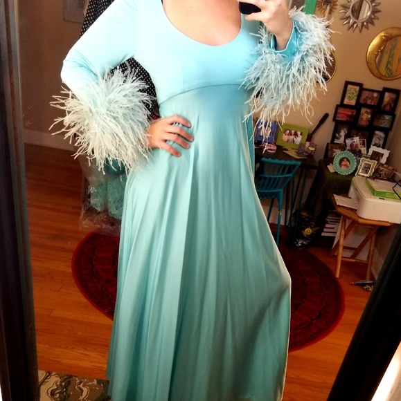VTG Rare Lillie Rubin 700 Disco Feather Maxi Dress - Picture 2 of 8